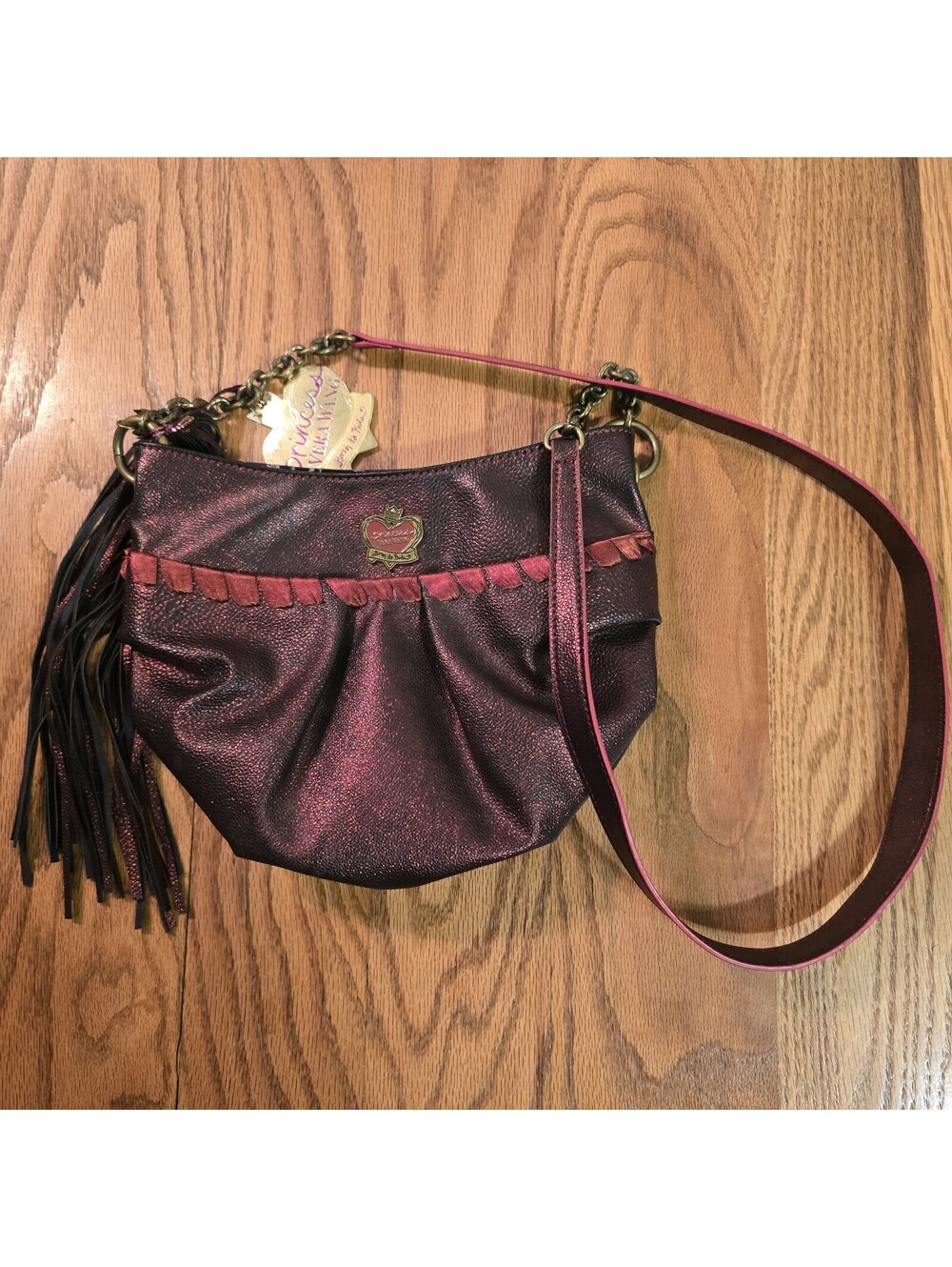 Vera Wang Princess Adele Hobo Bag Red Metallic Faux Leather NWT Kohl’s $59